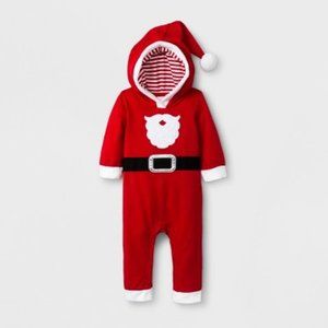 Cat & Jack™ Red Baby Boys Santa Suit Hooded Romper